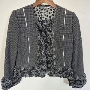 Gianfranco Ferre Italy Designer Checked Silk Lined Crop Jacket Size 42